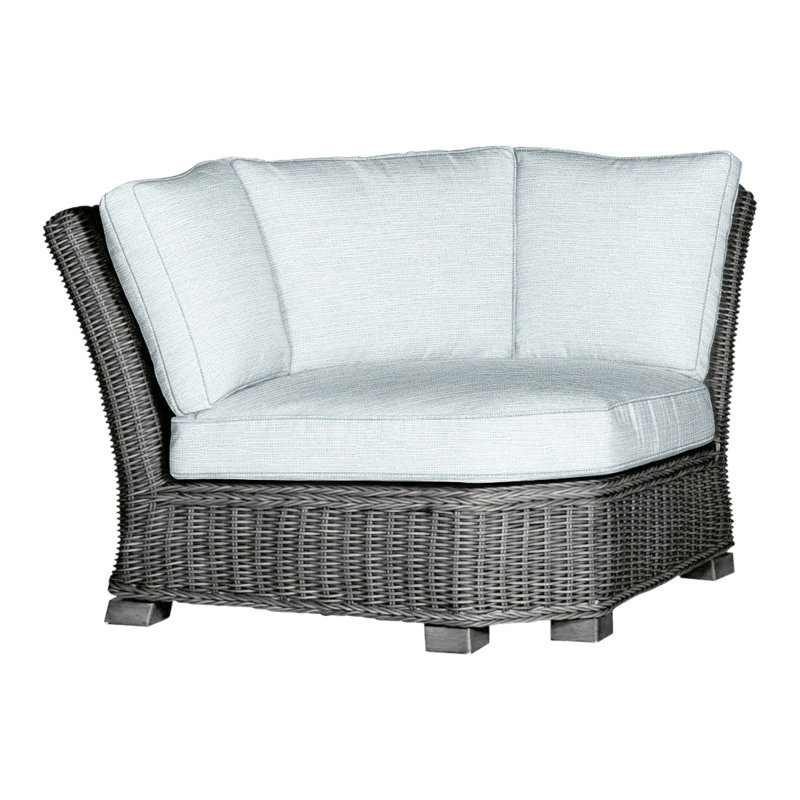 Rustic Woven Sectional Corner, Slate Gray, Rollo Chambray InsideOut® Linen, Welt