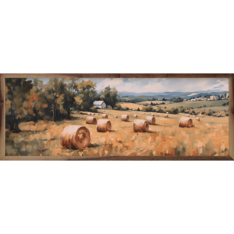 Champ de balles rondes encadré sur bois, H 16 po x l 48 po