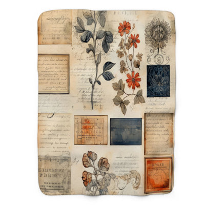 Vintage Flora - 1 Piece Premium Sherpa Blanket