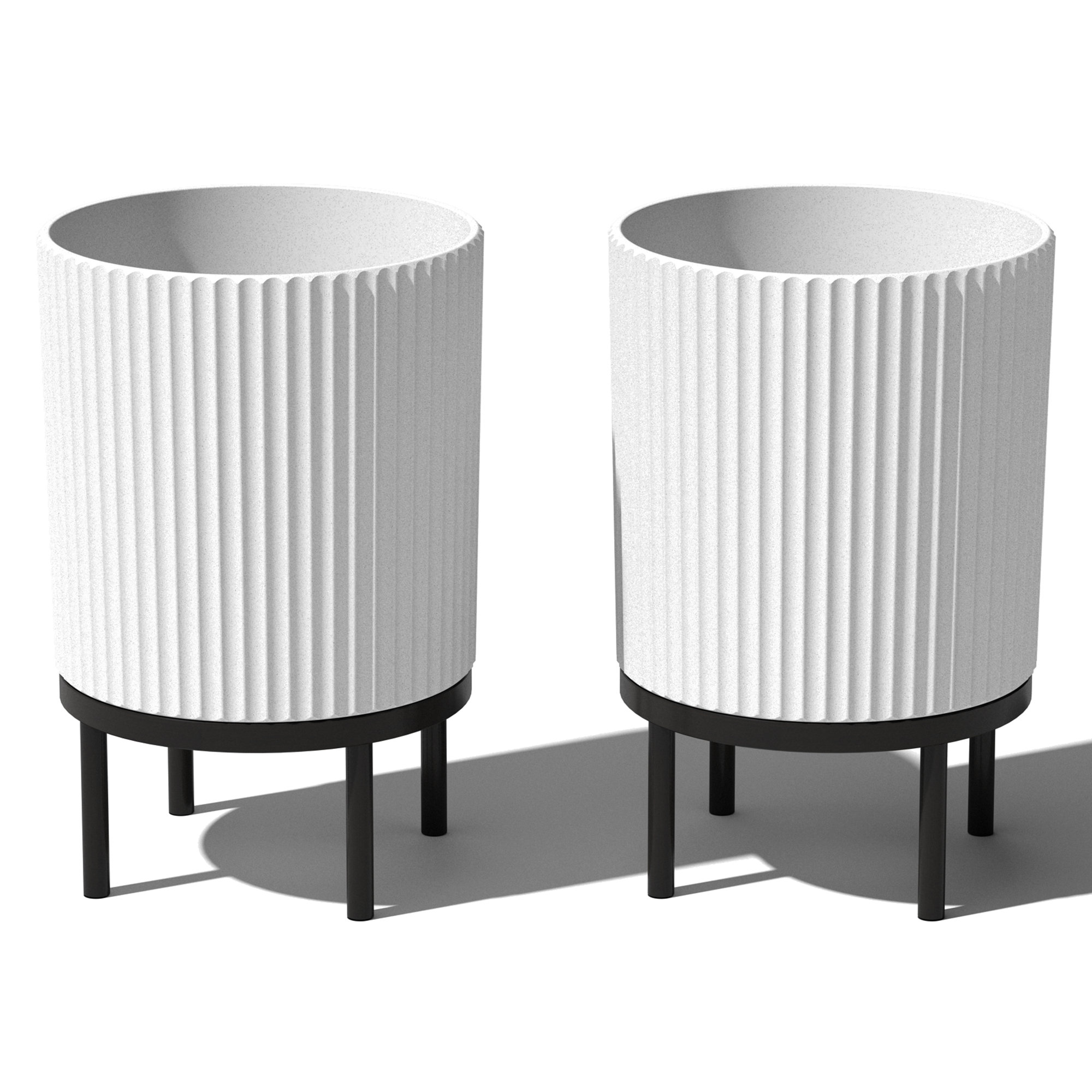 Demi Series Planter with Stand, 2, 22" H x 14.75" W x 14.75" D, White/Black