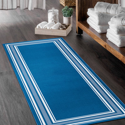 Tapis bleu antidérapant Qulin