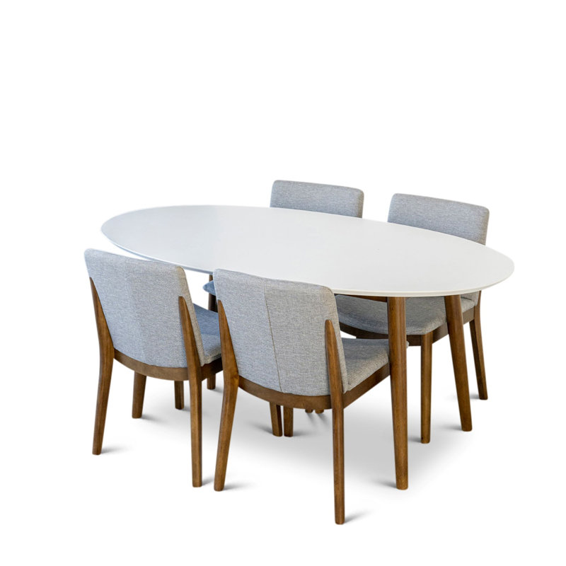 Torgerson 4 - Person Solid Wood Solid Wood Top Four Leg Dining Set, Gray