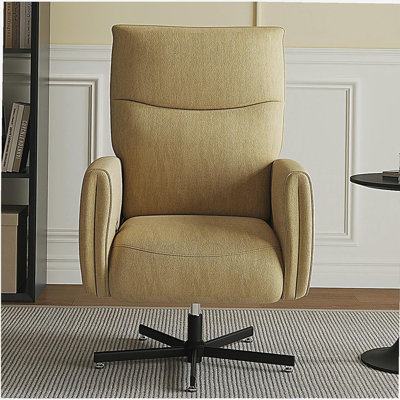 Fauteuil inclinable électrique pivotant, inclinable électrique avec charge USB et de type C, fauteuil d'appoint pivotant en velours pivotant à 360 °, pour le bureau à domicile et le salon, facile à assembler, jaune