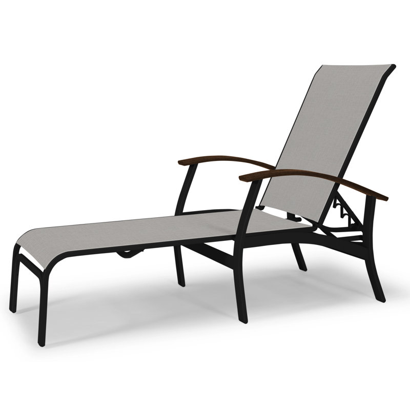 Askar Outdoor Rust-Resistant Metal Chaise Lounge, Alloy Sunbrella®, Kona P10, Textured Black