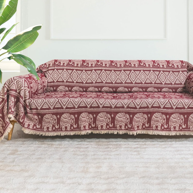 Elephant Pattern Throw Large Sofa Cover 3 Seater, Bohemian Throw 180 x 300 cm for Sofa Protector