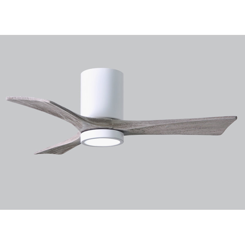 Irene LED Ceiling Fan, Gloss White, Barn Wood Tone, 52"