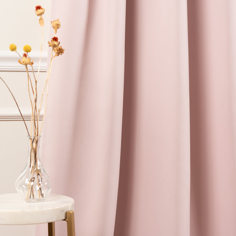Schaeffer Solid Blackout Thermal Grommet Curtain Panels, Baby Pink, 52" W x 96" L