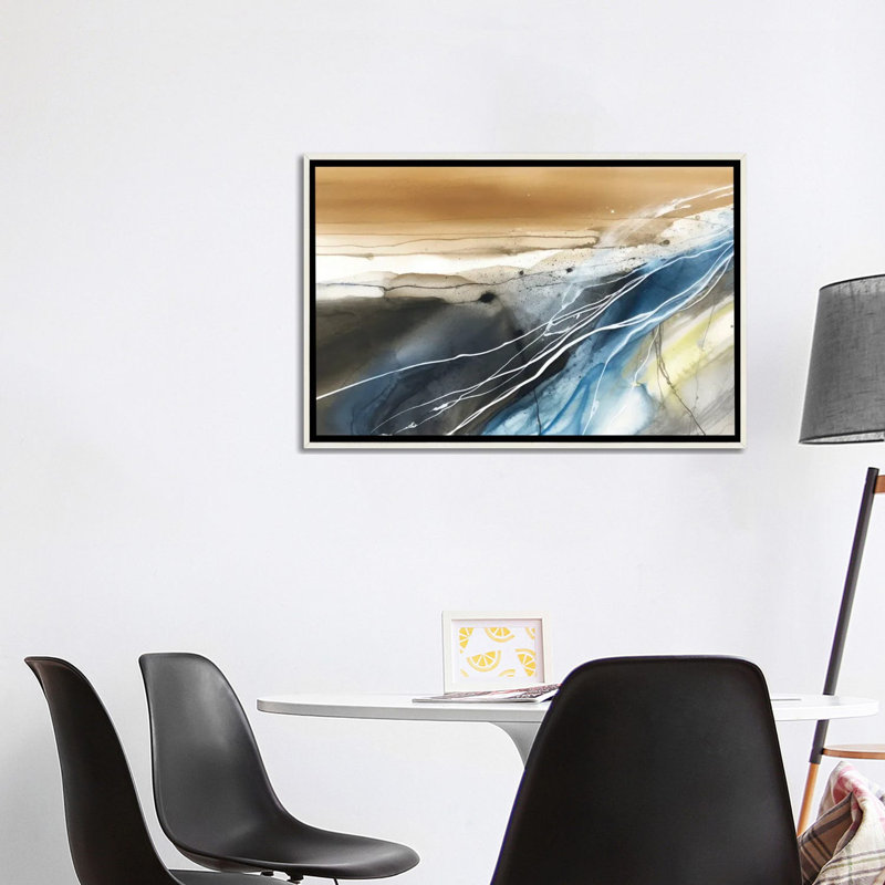 Paysage abstrait - reproduction d'art mural, Blanc patiné, H 26 po x l 40 po, Impression encadrée sans passe-partout