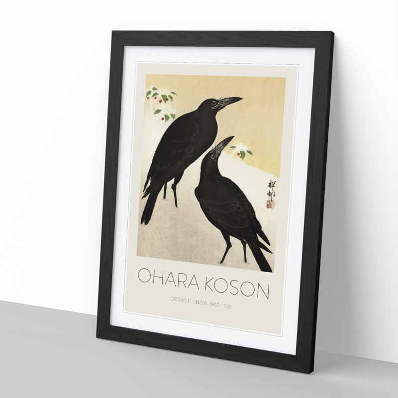 Crows in the Snow 1 Piece Single Picture Frame Wall Art, 36cm H x 27cm W x 2cm D, Black Framed