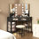 Dressing Table with Motion Sensor 3-colour lighting, Charging Socket, Storage Drawers and Stool