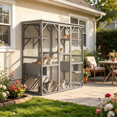 Walk-in en bois pour chat pour plusieurs animaux de compagnie