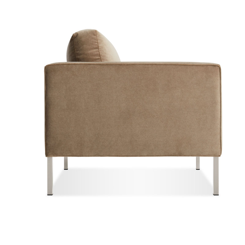 Paramount Sofa, Stainless Steel, Otter Velvet Velvet, 32" H x 95" W x 34" D