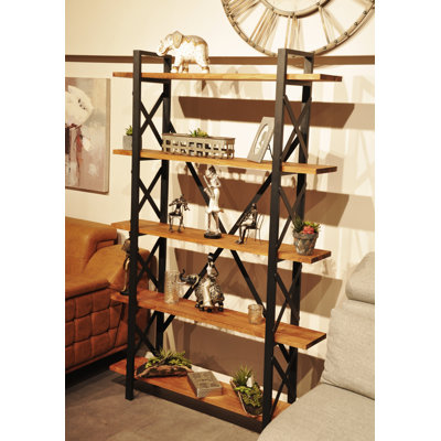 Keir 185cm H x 120cm W Steel Etagere Bookcase