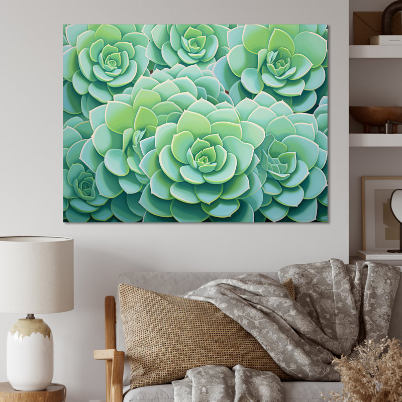 «Green Succulents Bloom» sur toile, H 34 po x l 44 po x P 1,5 po, Toile tendue