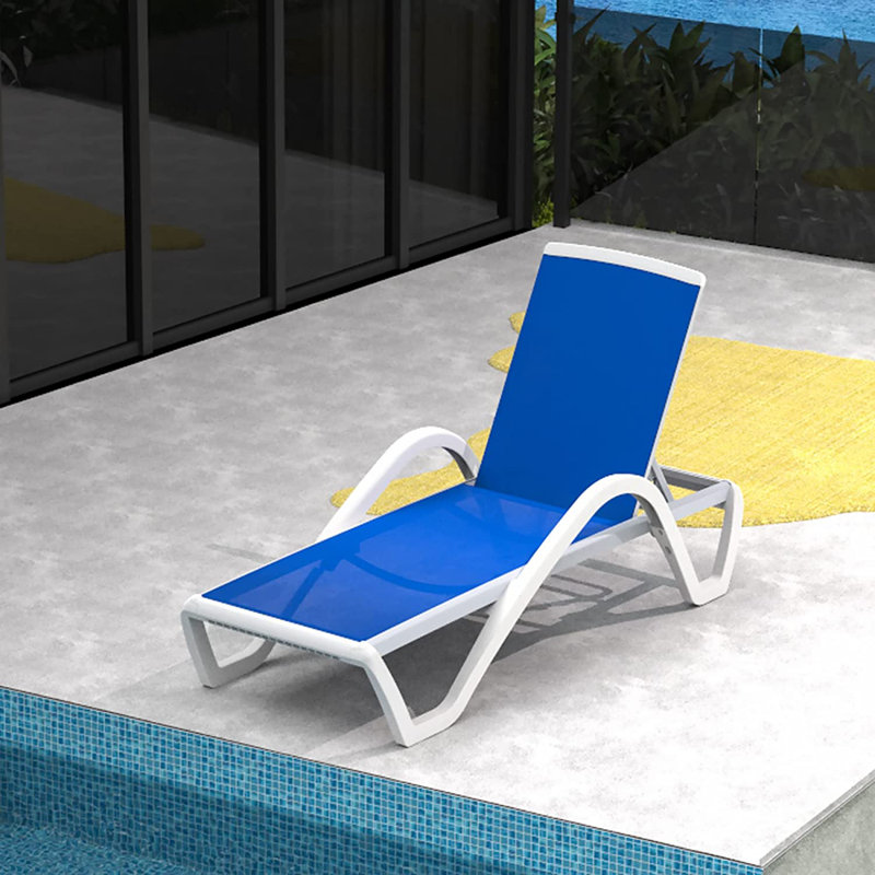Méridiennes de patio réglables en aluminium avec accoudoirs pour l'extérieur, dans la piscine et sur la pelouse, Bleu