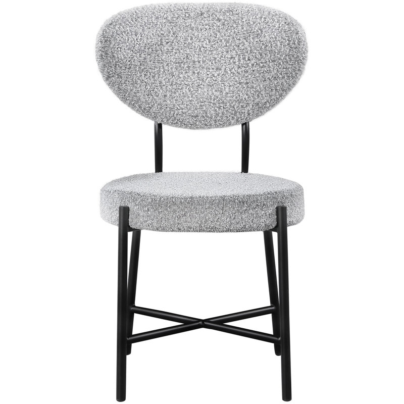 Boucle Upholstered Side Chair, Grey Boucle Fabric