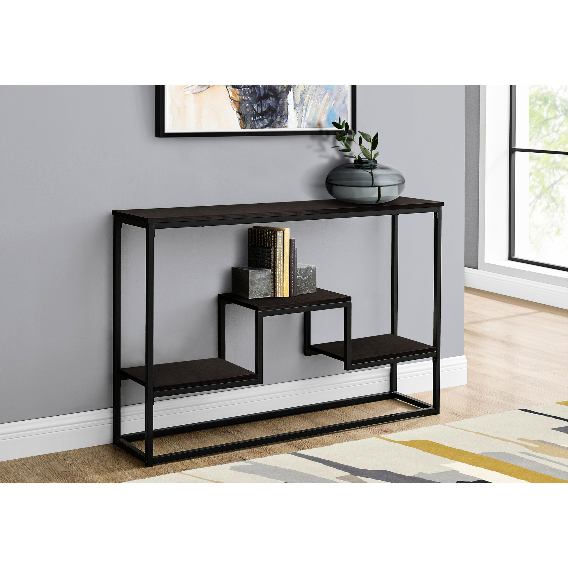 Ivy Bronx Modern Console Table For Bedroom - Narrow With Dark Brown ...