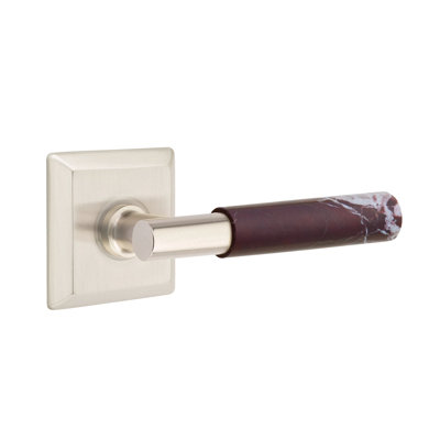 Emtek Select Passage Leverset w/ Quincy Rosette & T-Bar Stem, Rosso Levanto Marble Lever (CF)