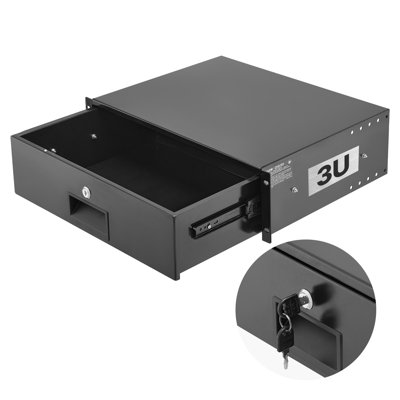 Tiroir 3U à montage en armoire, capacité de charge maximale de 50 lb, armoire verrouillable pour serveur, tiroir coulissant avec serrure et trous de gestion des câbles, pour armoire AV de 19 po ou armoire