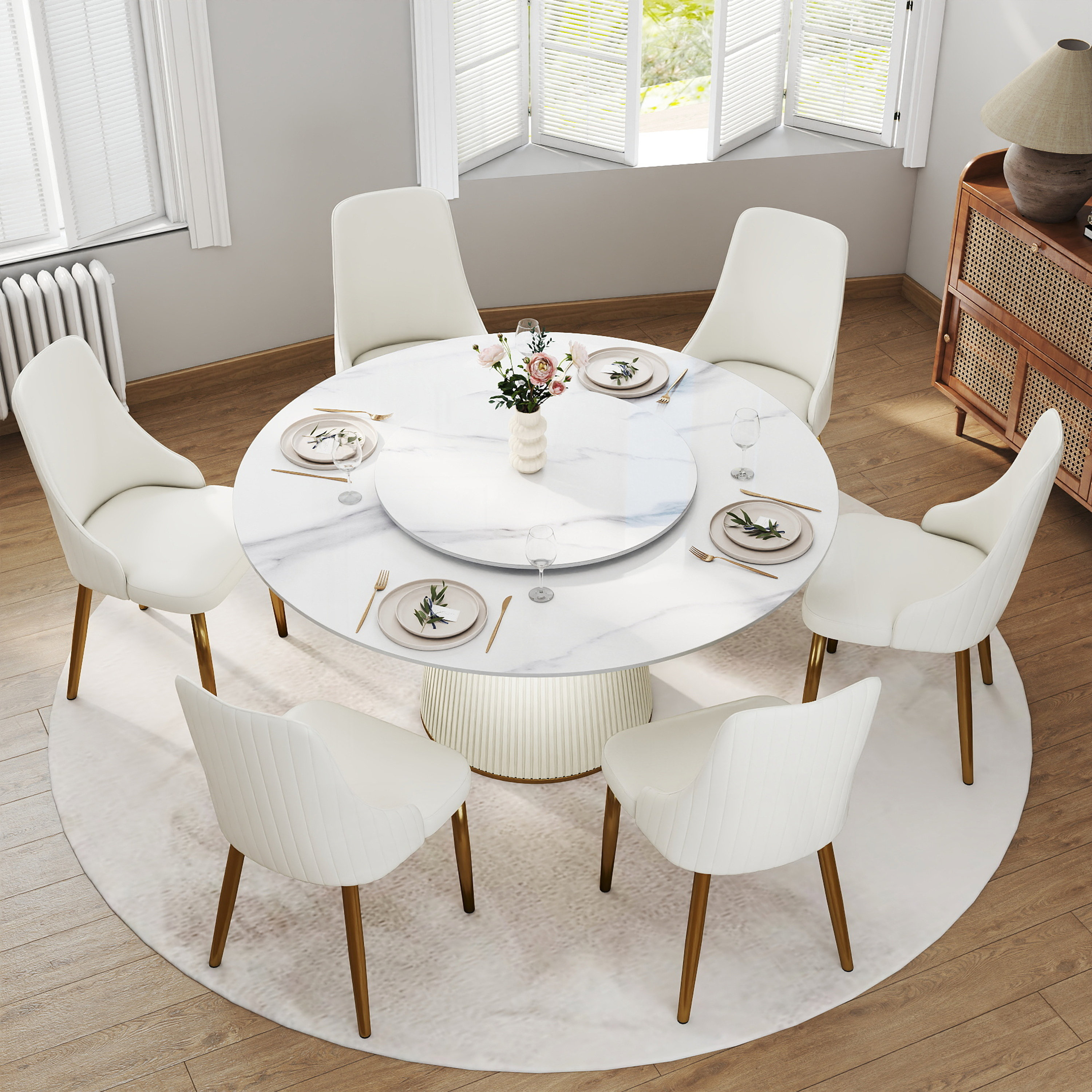 Patience Rustic Natural Tone \u0026 Beige Dining Room Set / 7pc, image size:3000x3000