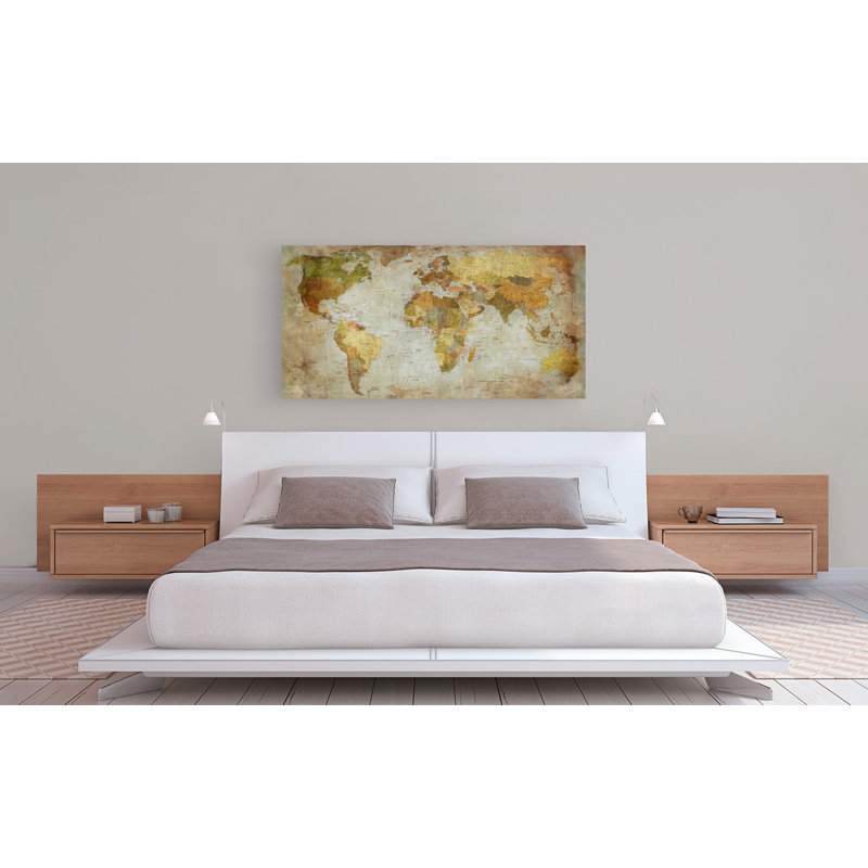 World Map by Joannoo - Wrapped Canvas Print, 35cm H x 70cm W x 4cm D