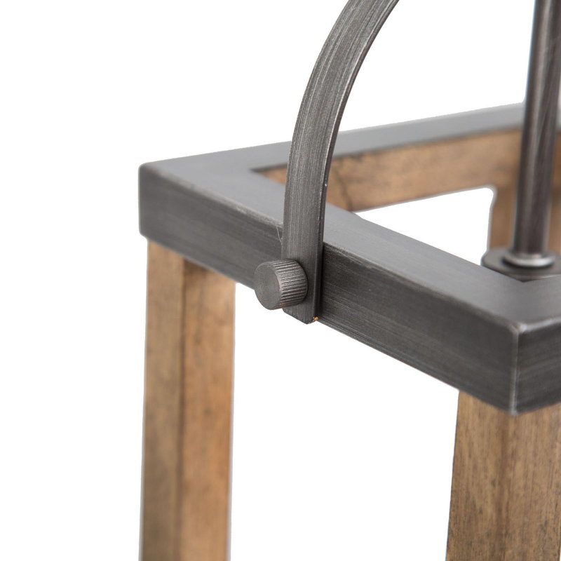 Luminaire suspendu rectangulaire simple à 1 lumière avec accents en bois Aldercy