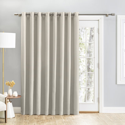 Tickmacrevan Premium Textured Thermal Blackout Double-Wide Patio Panel w/ Grommets