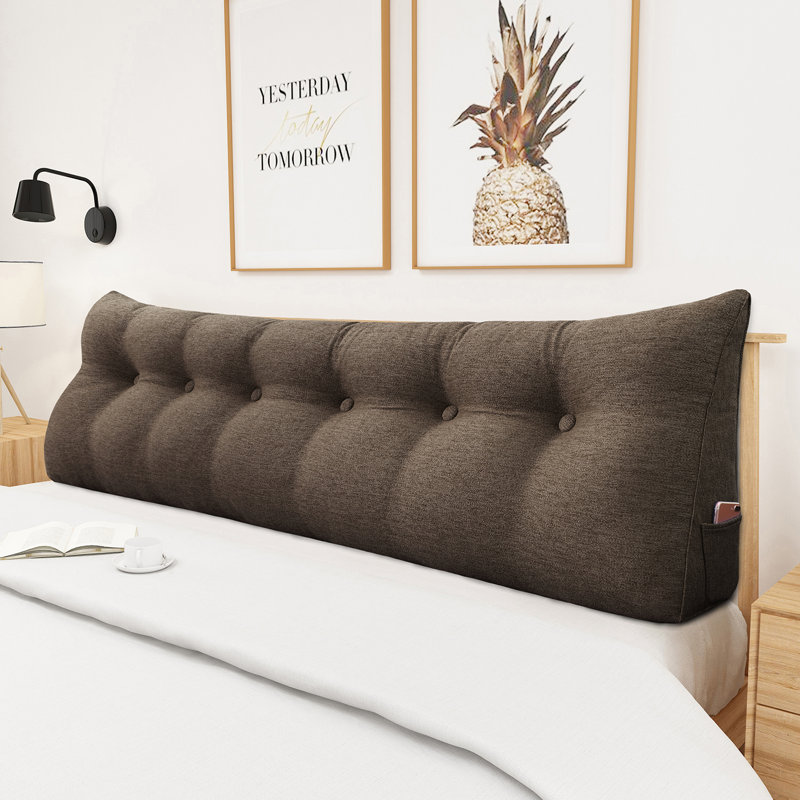 180cm Curved Headboard Pillow, 50cm H x 180cm W, Coffee