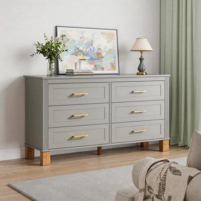 Heavy-Duty Wooden 6-Drawer Double Dresser