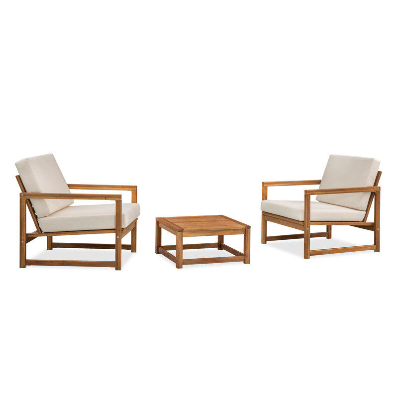 3 Pieces Outdoor Conversation Set With Cushion