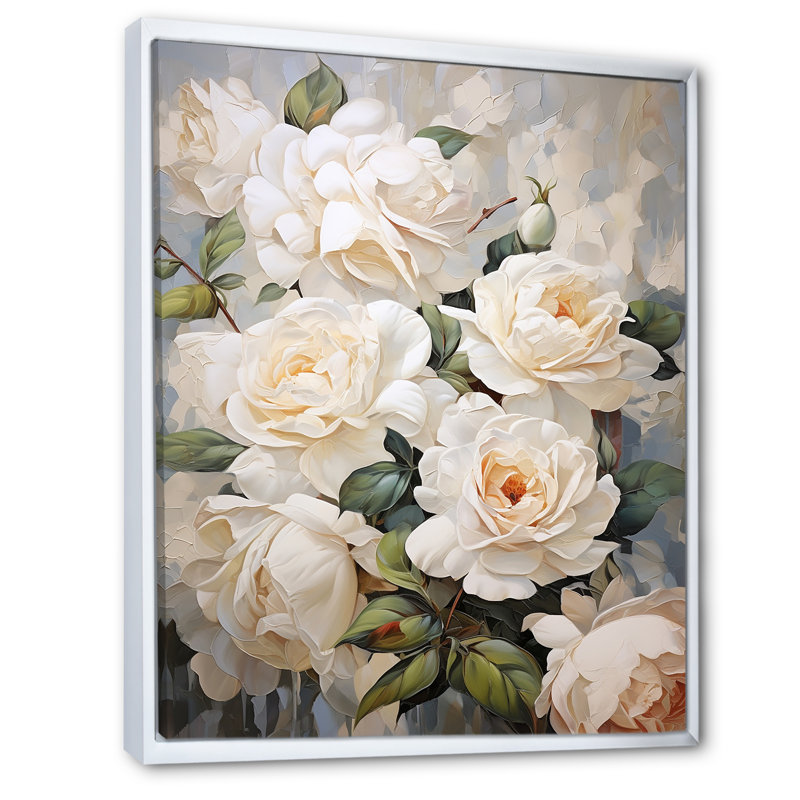 «Minimalisme», roses et passion I - roses, impressions sur toile, H 20 po x l 12 po, Cadre flottant blanc