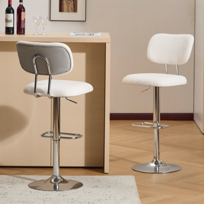 Tabourets de bar pivotants à hauteur réglable avec repose-pieds et coussin épais pour salle à manger avec îlot de cuisine (ensemble de 2)