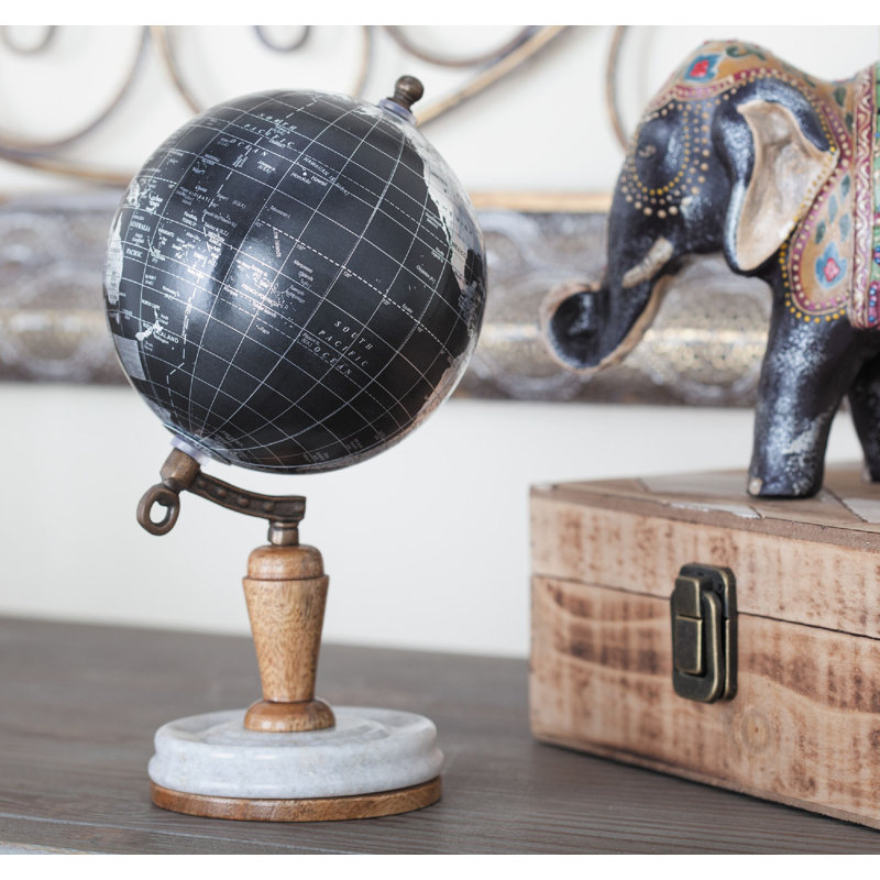 Plastic Educational/Geographic Earth Globe with Marble Base, Black