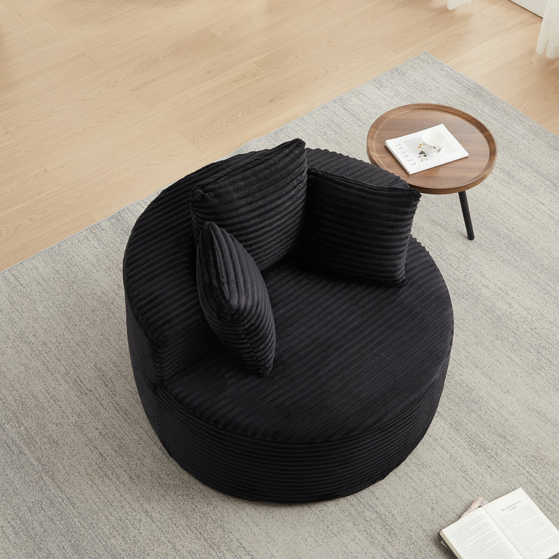 Canapé rond avec coussins, Black Corduroy