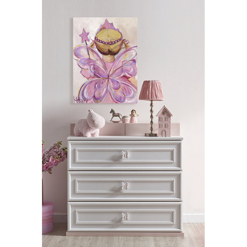 Petit princesse féerique blonde, art sur toile, H 32 po x L 24 po x l 1,25 po