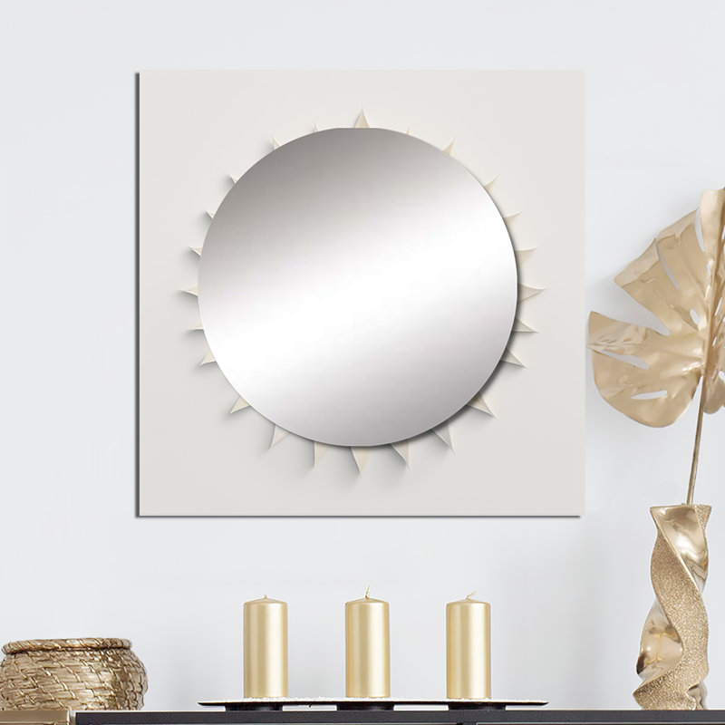 Miroir visionnaire rétro rétro sur blanc, 29 po x 29 po