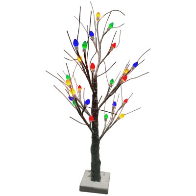 Arbre de Noël artificiel 24 po à DEL noir et givré 24 lumières multicolores