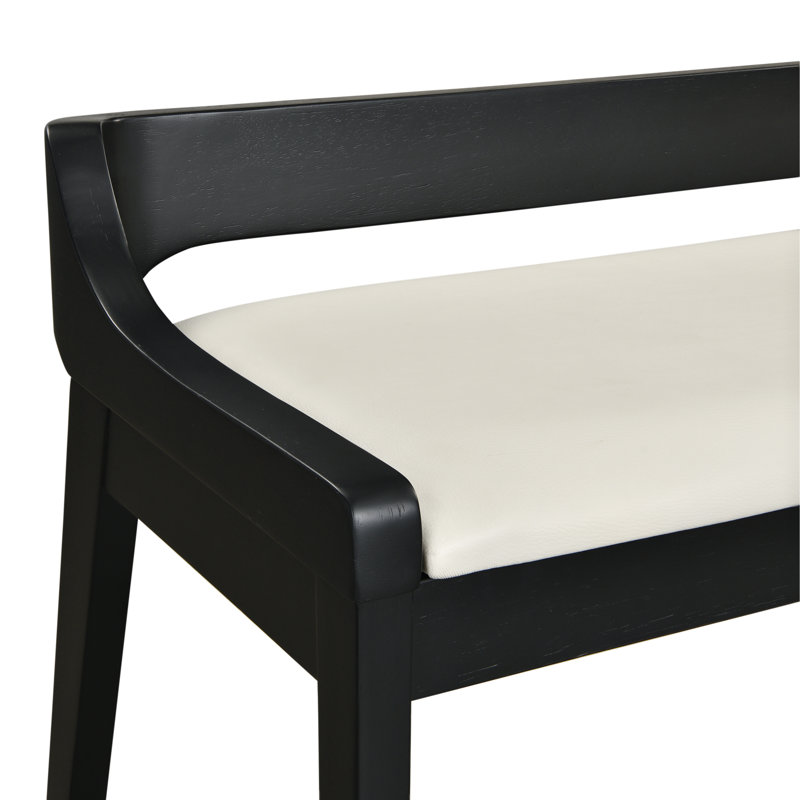 Banc en simili cuir Aybri, Crème / Noir