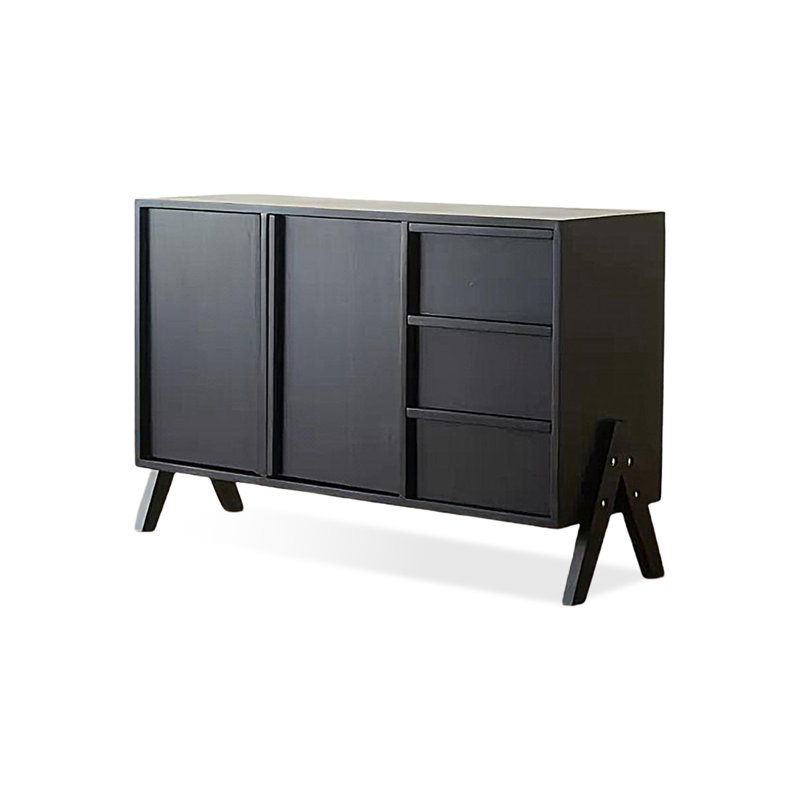 Buffet rétro en bois massif noir