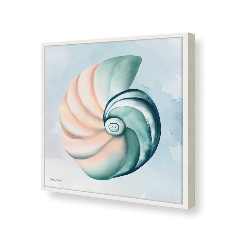 Reproduction d'art «High Tide Shell» par Nicole DeCamp, L 36 x H 36, Blanc, Impression encadrée