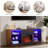 2-in-1 Tv Stand With Glass Shelves, 3d Fireplace, Led Lights And Power Outlet-580857562