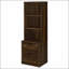 Bibliothèque Dark Pine à 3 tablettes avec chargement USB et tiroir verrouillable, parfaite pour le rangement organisé et l'esthétique moderne.