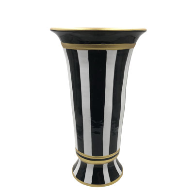 BLACK AND GOLD STRIPED VASE