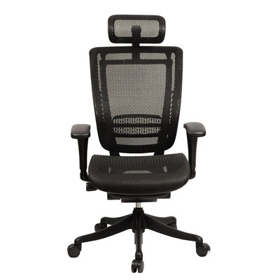 Fauteuil de direction ergonomique en maillage à dossier haut avec appui-tête, glissière de siège et soutien lombaire réglable