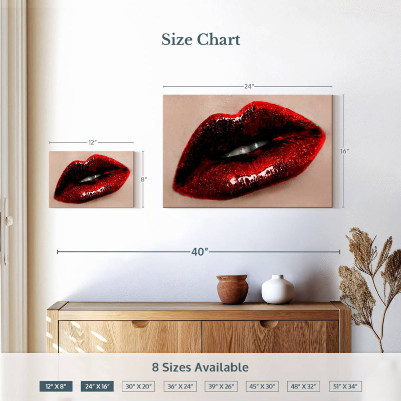 Shuttleworth Dark Red Lips, 16" H x 24" W