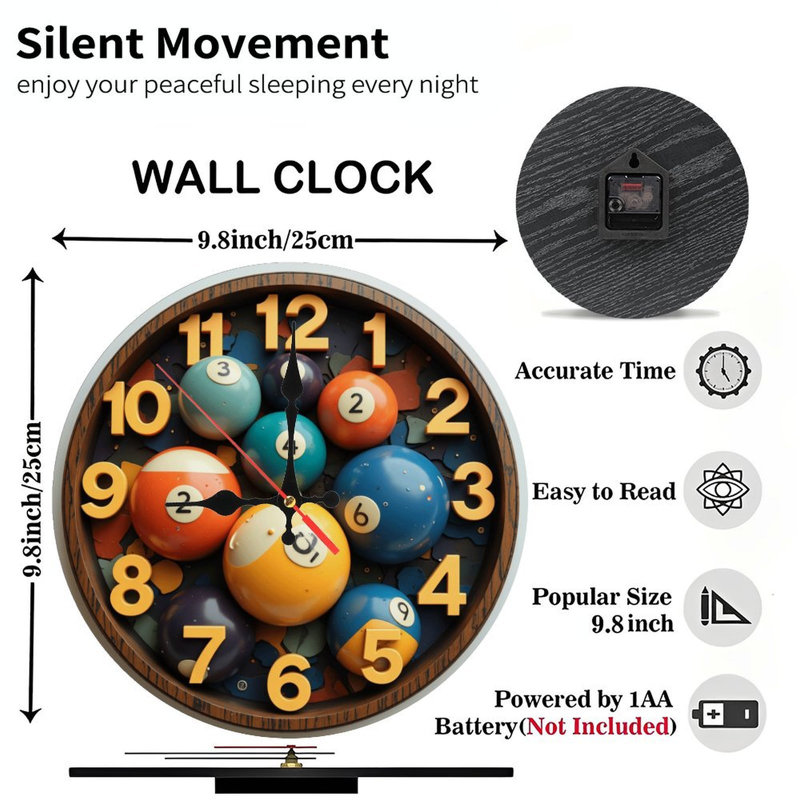 Horloge murale boules de billard