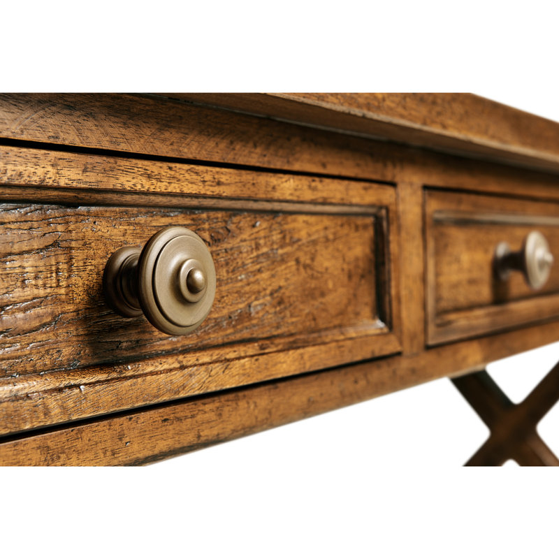 Casually Country Solid Wood Writing Desk, Country Farmhouse Walnut