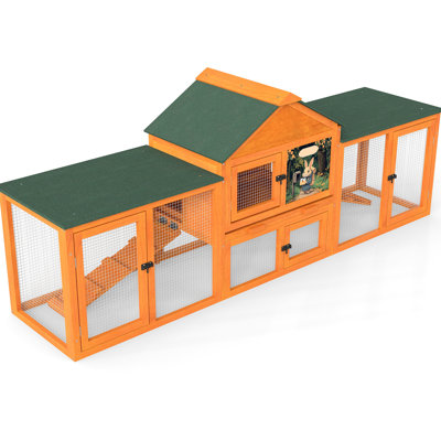 Large Orange - Rest Area, 2 Play Areas, Handles, Ramps, Detachable Tray And Waterproof Shelter For Rabbit's Recreation Time Rabbit House With Spacious Resting Sections, Removable Waste Design Pet