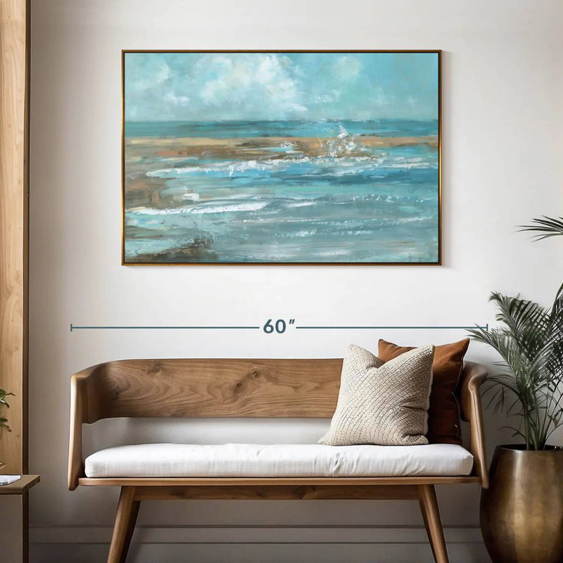 Breaking Waves IV, 46 po x 31 po, Cadre flottant doré