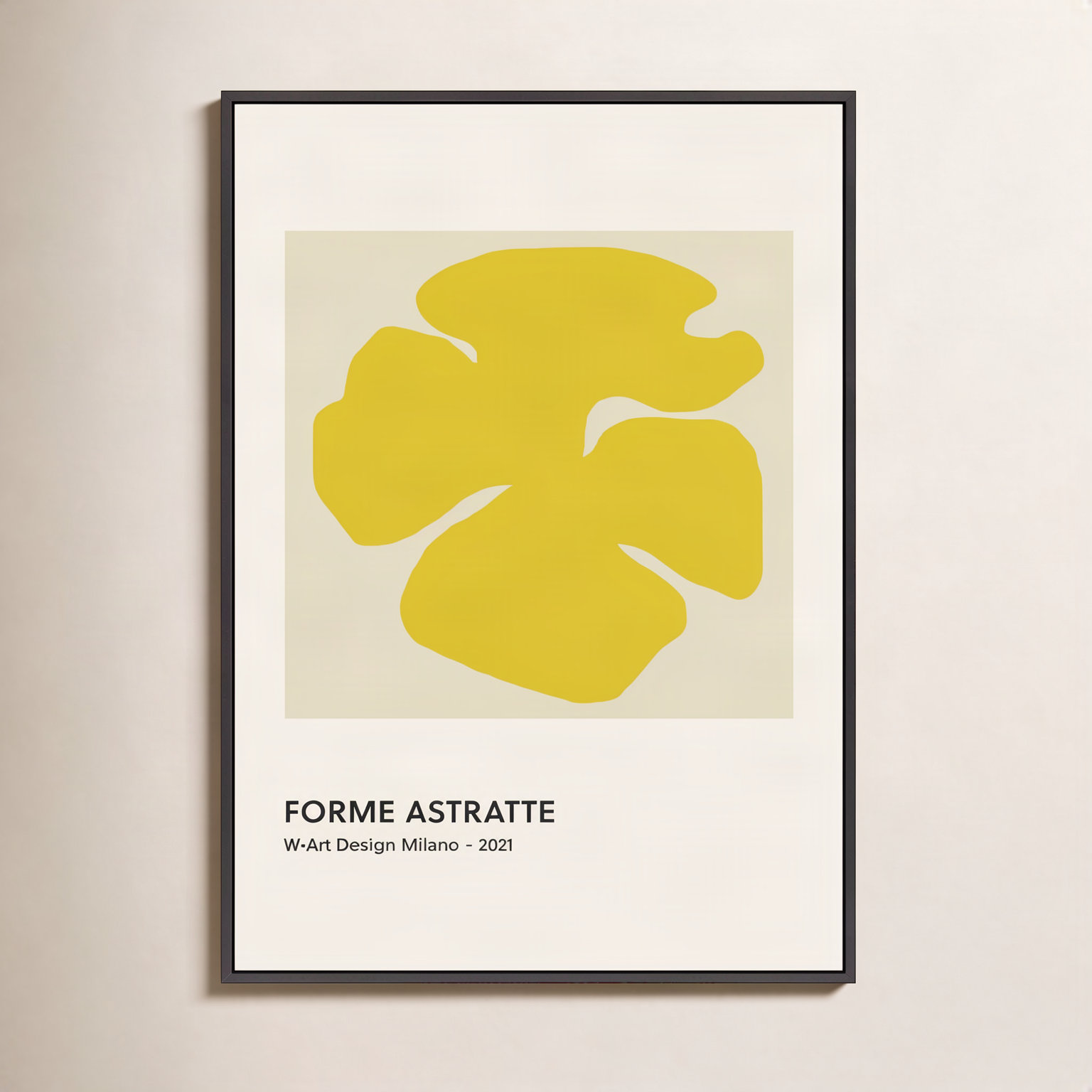 Deryn "Forme Astratte Yellow" Print, 50" H x 35" W x 1.25" D, Black Framed Canvas